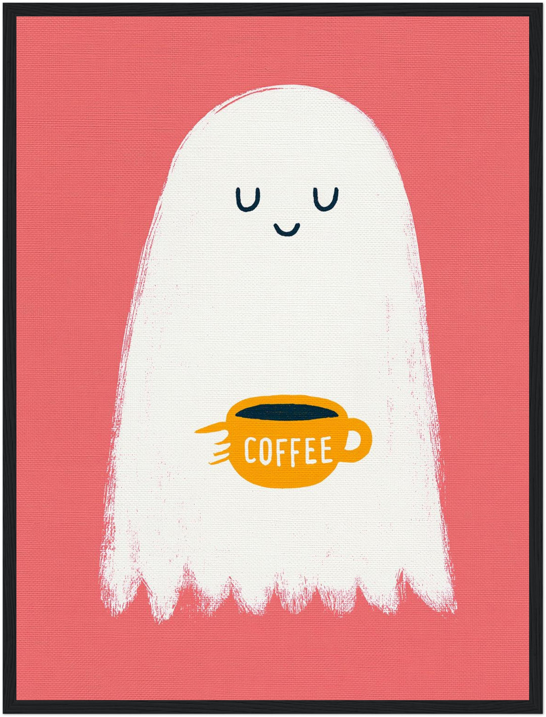 Geist mit Kaffeetasse Poster – Schwarzer Rahmen – Produktfoto