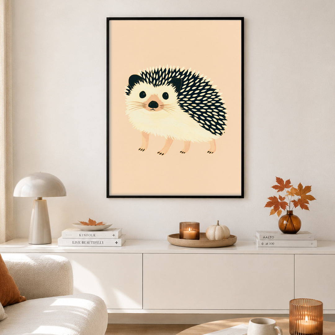 Kleiner Igel sanft Poster – Schwarzer Rahmen – Produktfoto