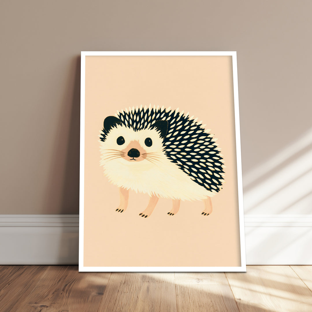 Kleiner Igel sanft Poster – Weißer Rahmen – Produktfoto