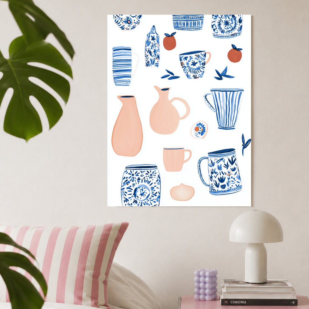 Keramikmuster blau Beige Poster Dopamin – mattes Kunstdruck-Papier – Ansicht 3