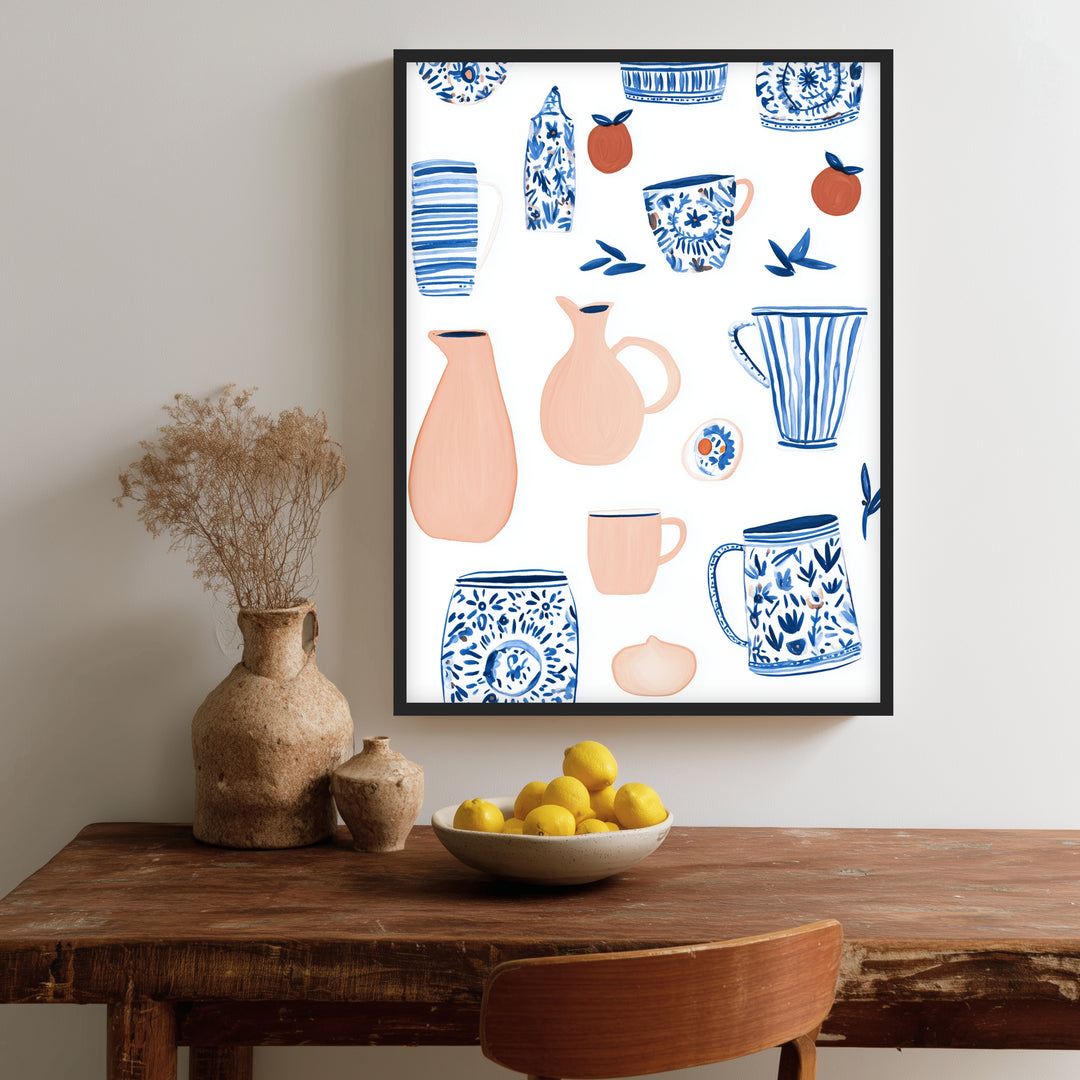 Keramikmuster blau Beige Poster Dopamin – mattes Kunstdruck-Papier – Ansicht 2