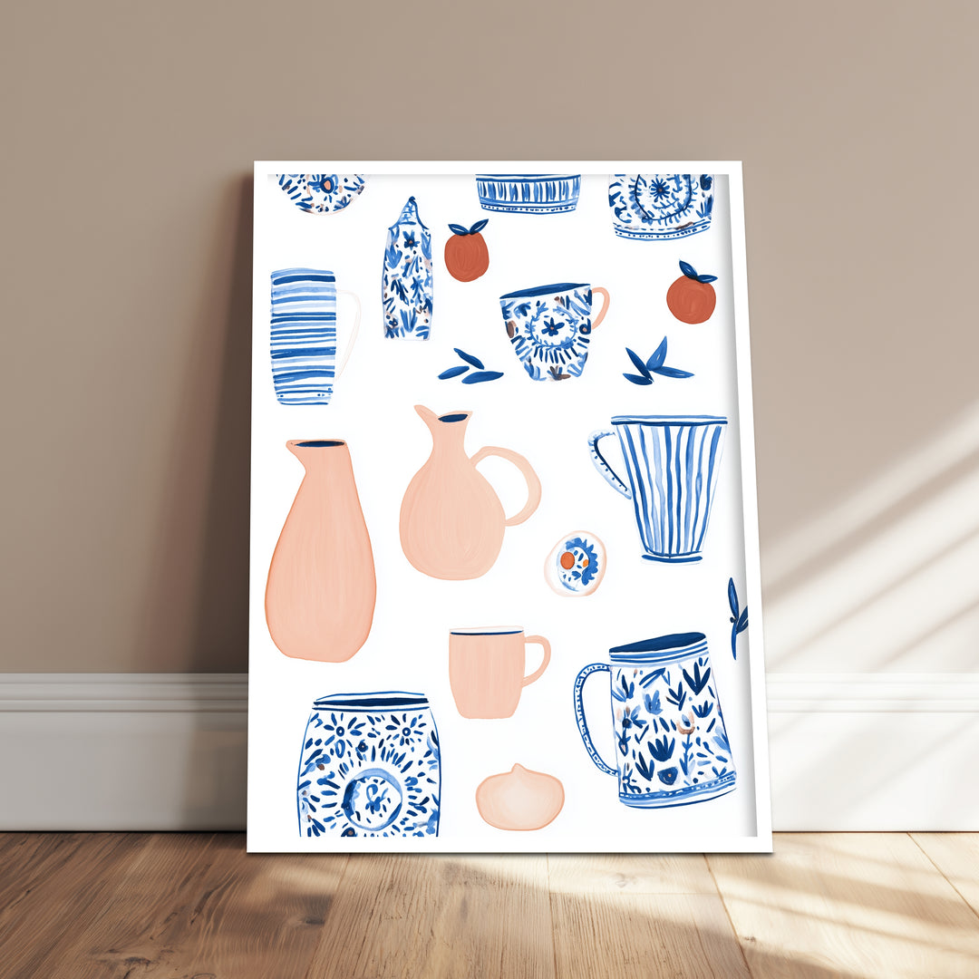 Keramikmuster blau Beige Poster Dopamin – mattes Kunstdruck-Papier – Ansicht 4