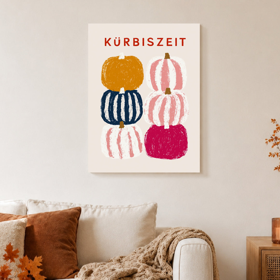 Kürbiszeit in Farbe Leinwandbild – Ohne Rahmen – Produktfoto