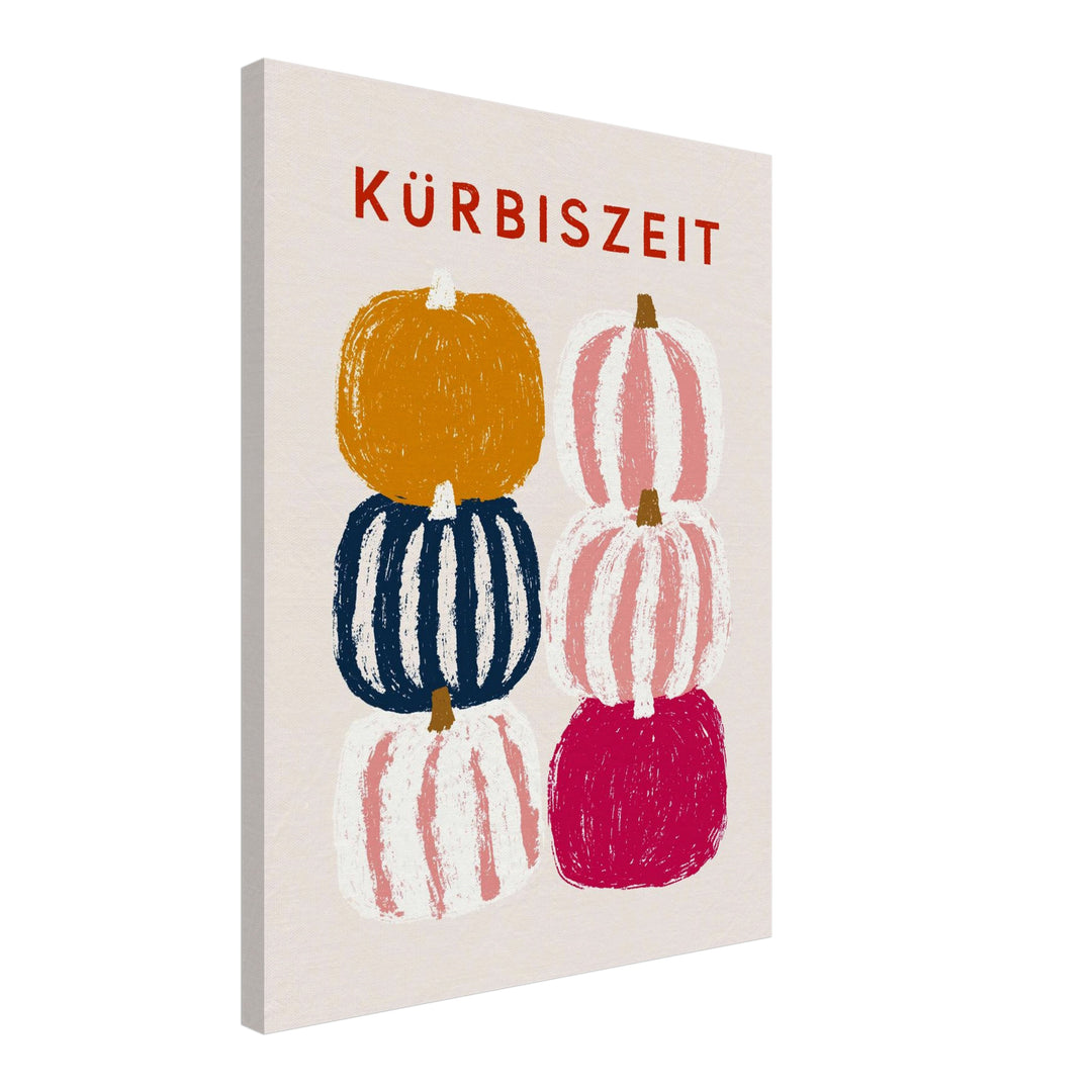 Kürbiszeit in Farbe Leinwandbild – Schräge Ansicht – Produktfoto