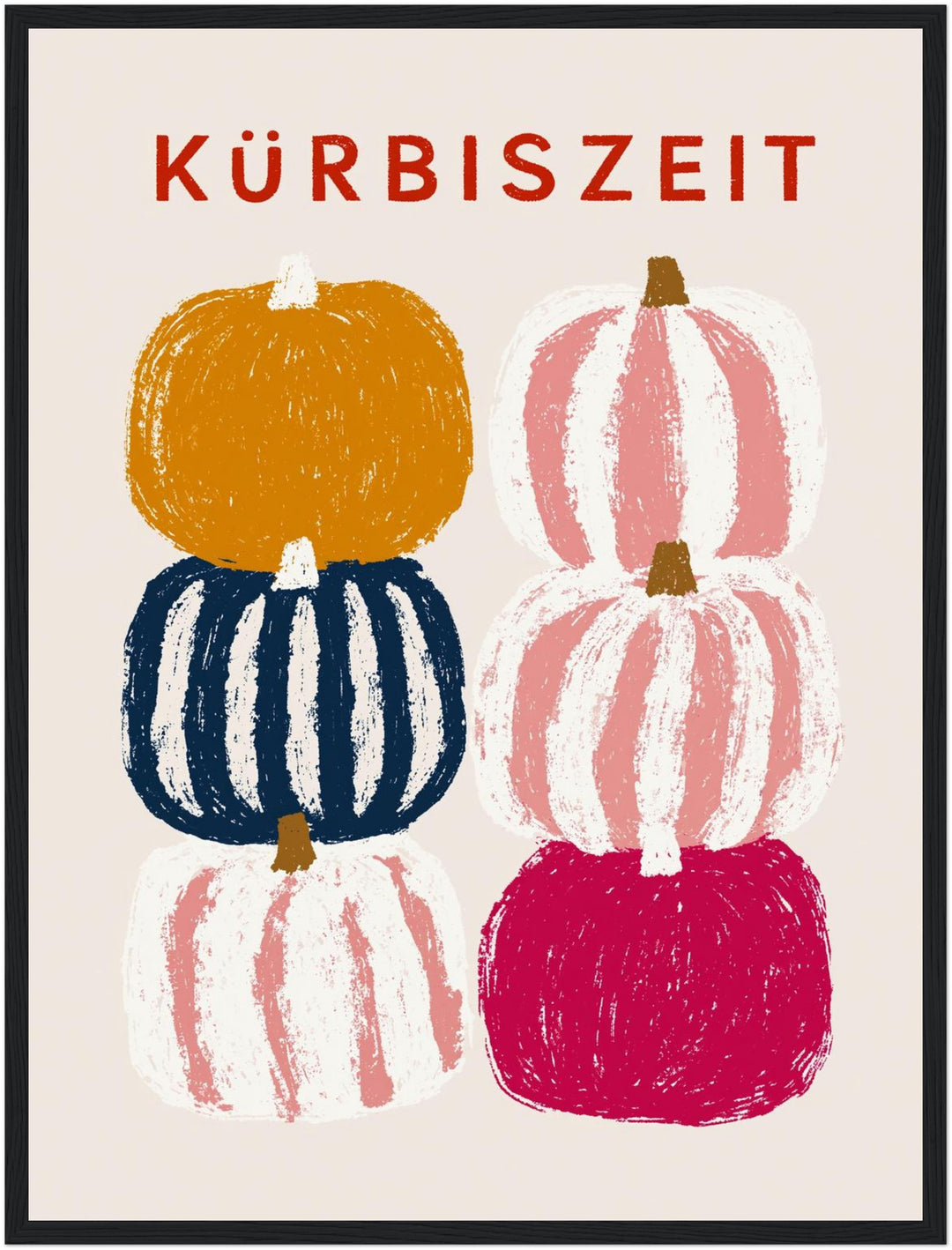 Kürbiszeit in Farbe Poster – Schwarzer Rahmen – Produktfoto