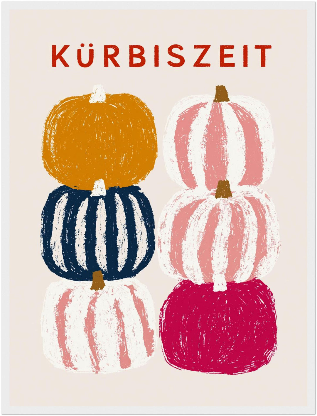 Kürbiszeit in Farbe Poster – Weißer Rahmen – Produktfoto