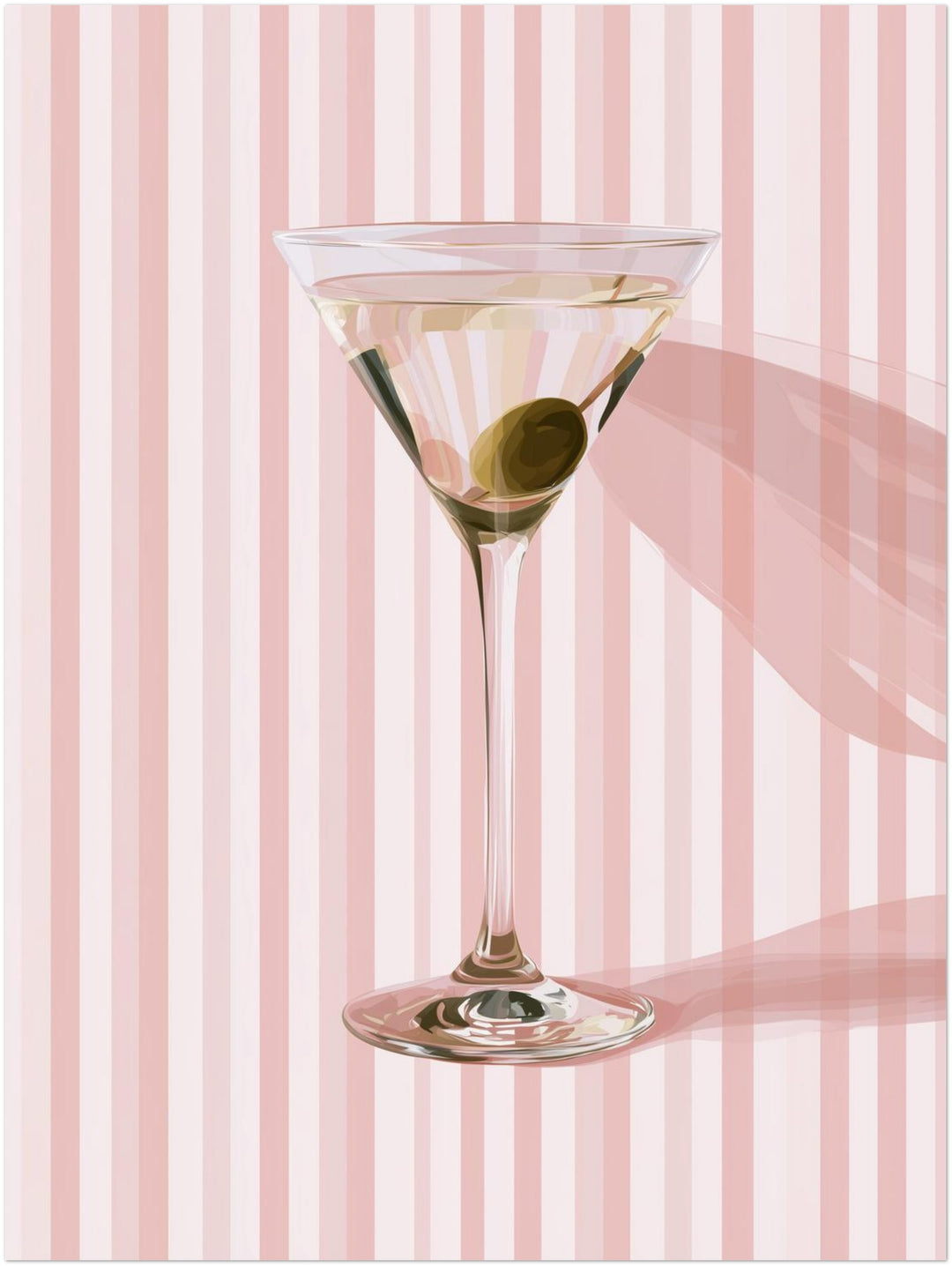 Martini mit Olive rosa Poster – Ohne Rahmen – Produktfoto