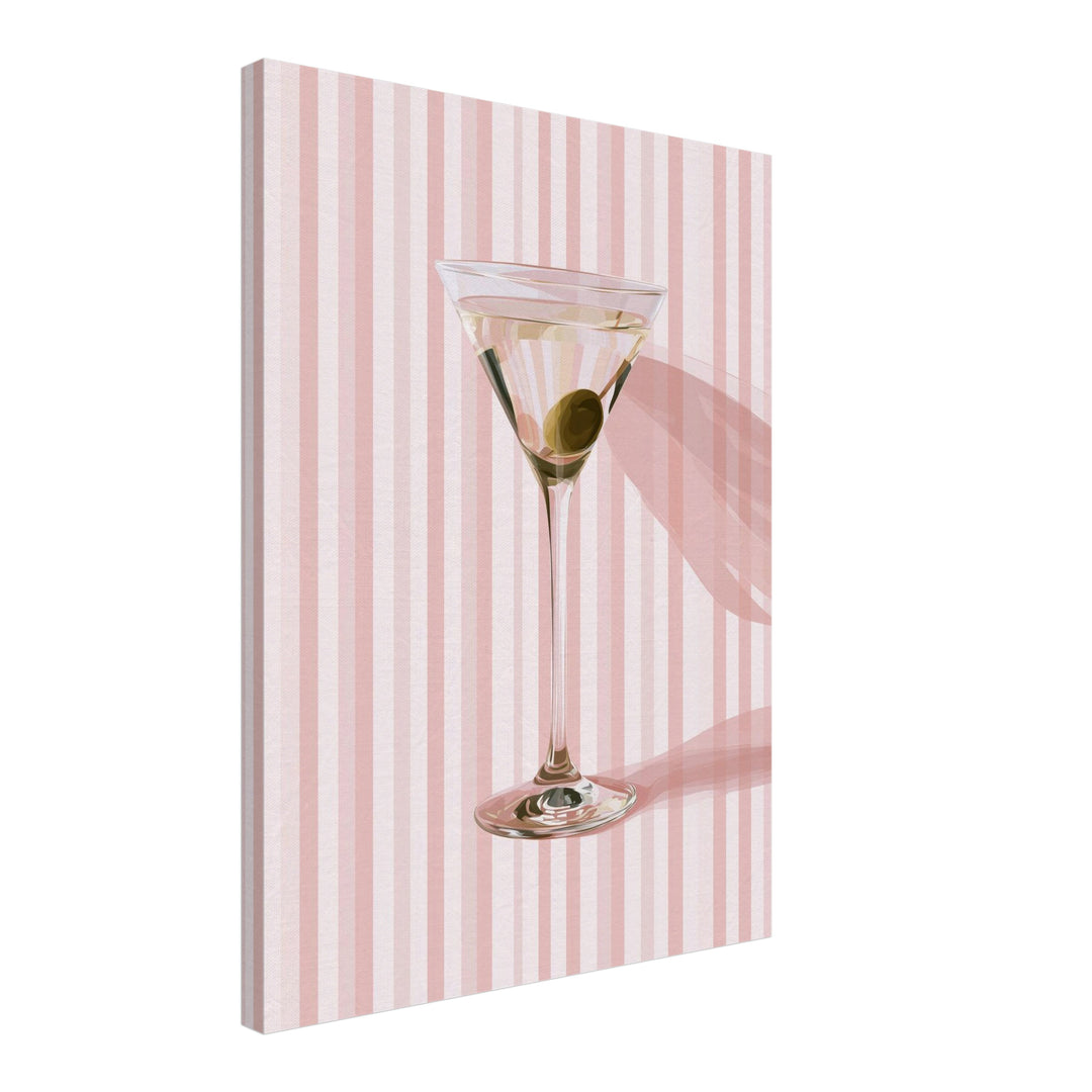 Martini mit Olive rosa Leinwandbild – Schräge Ansicht – Produktfoto