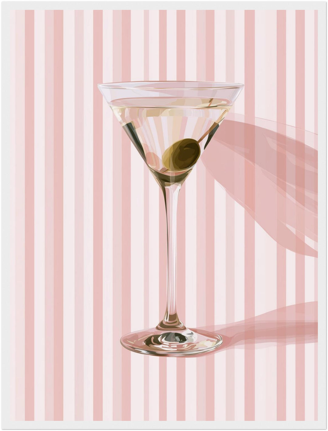 Martini mit Olive rosa Poster – Weißer Rahmen – Produktfoto