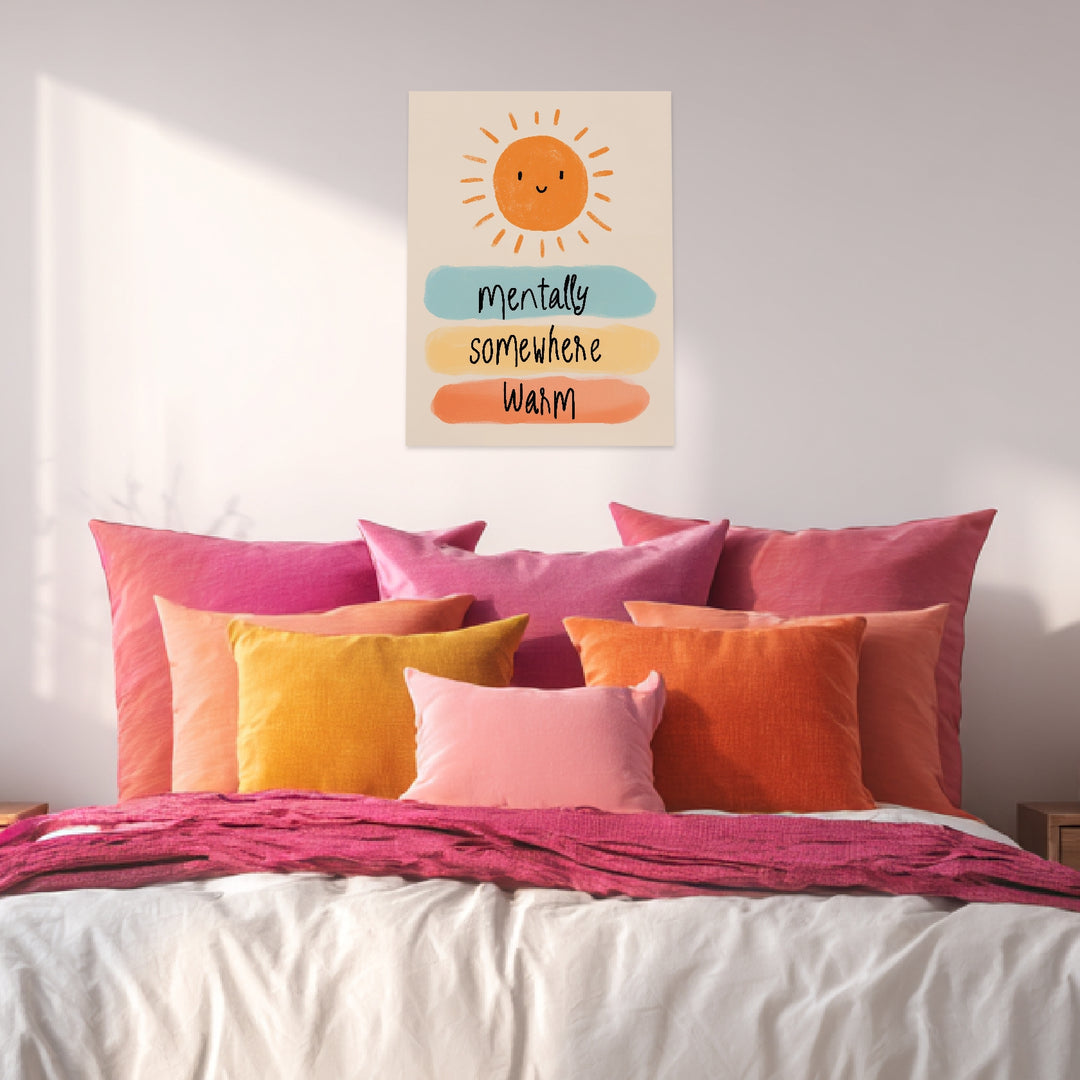 Mentally Somewhere warm Leinwandbild abstrakt – Leinwand auf Holzrahmen – Ansicht 3