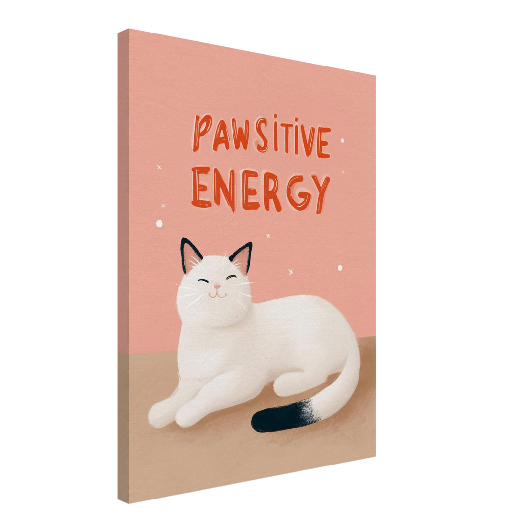 Pawsitive Energy weiß Leinwandbild abstrakt – Leinwand auf Holzrahmen – Ansicht 2