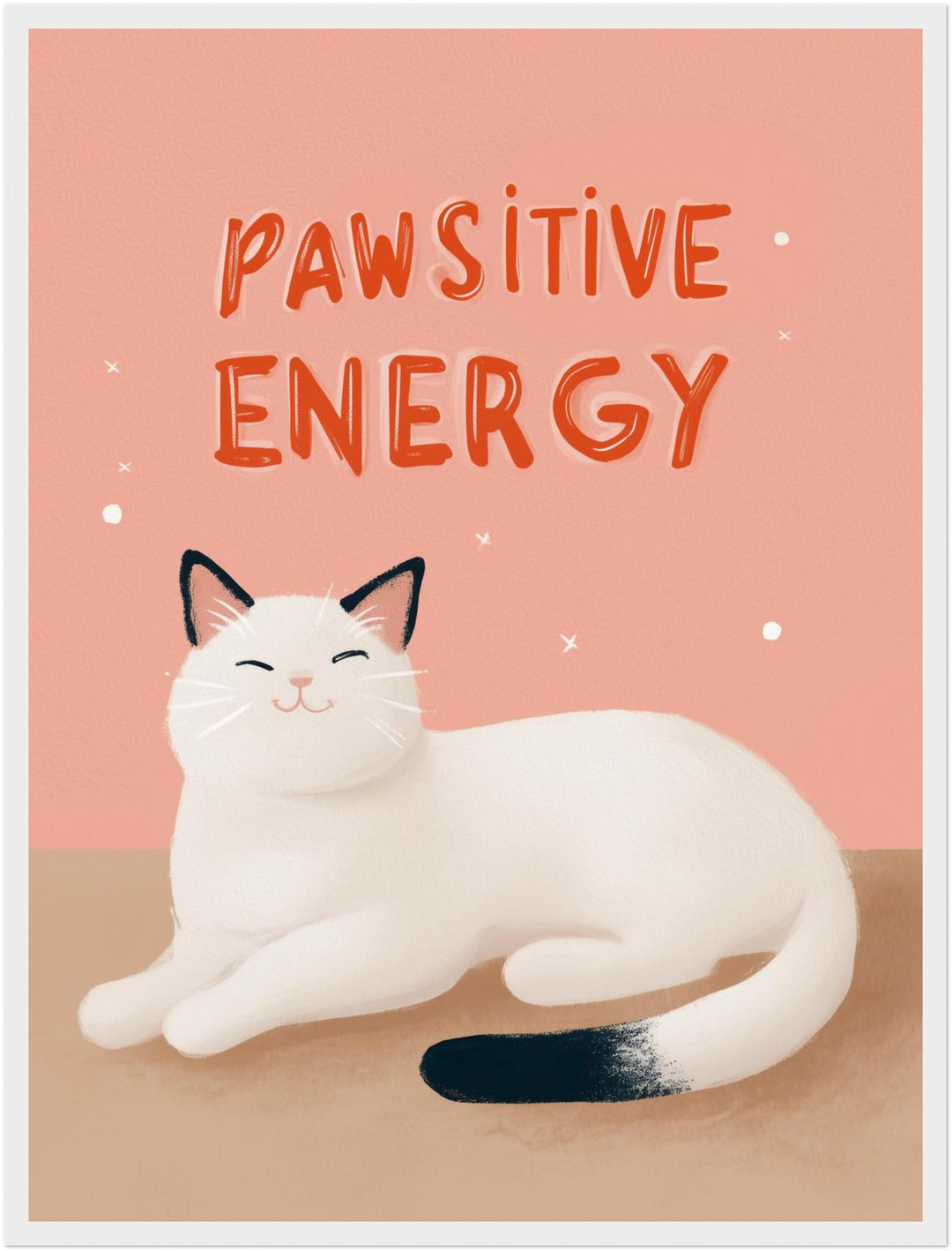 Pawsitive Energy weiß Poster abstrakt – mattes Kunstdruck-Papier – Ansicht 6