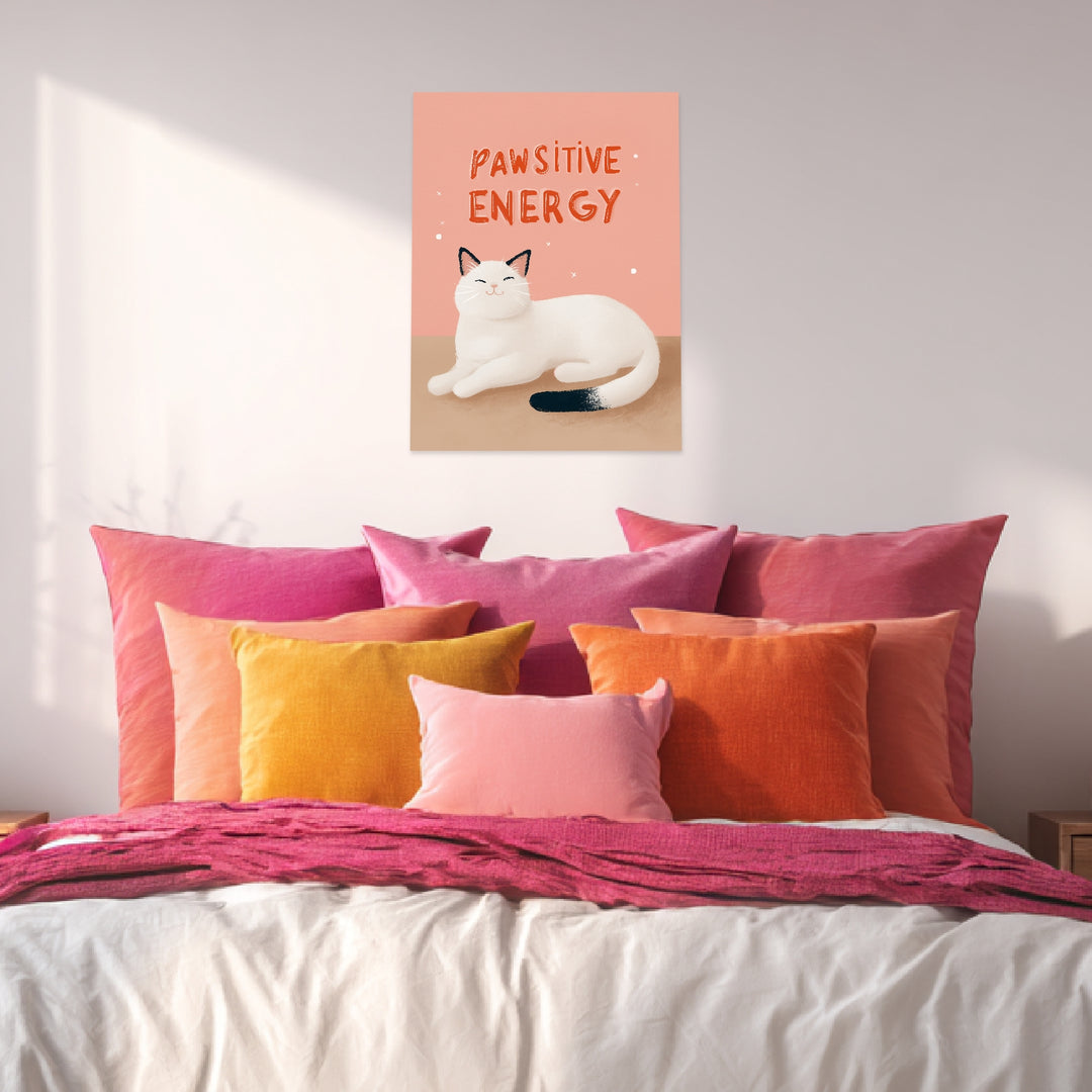 Pawsitive Energy weiß Leinwandbild abstrakt – Leinwand auf Holzrahmen – Ansicht 3