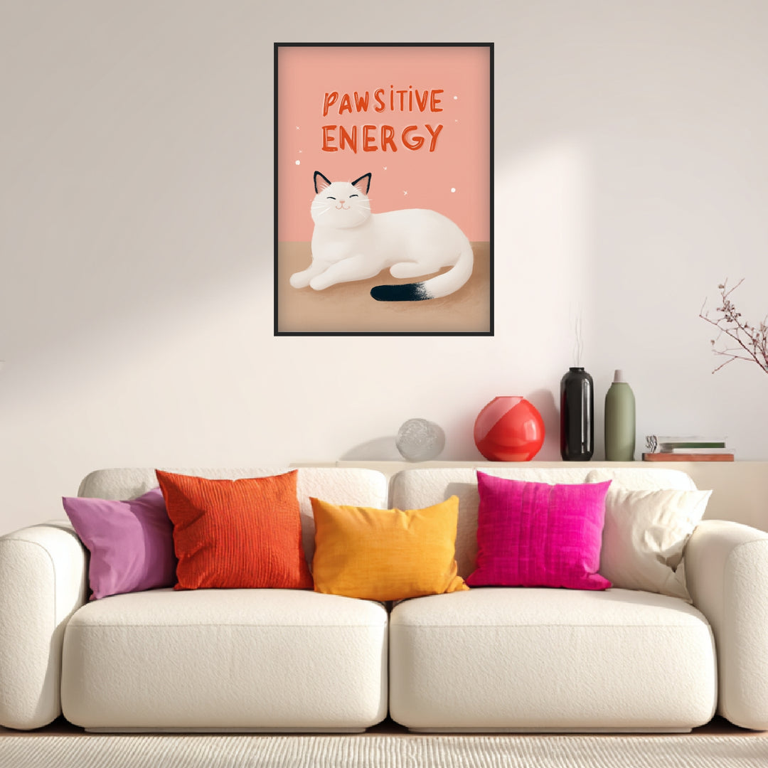 Pawsitive Energy weiß Poster abstrakt – mattes Kunstdruck-Papier – Ansicht 3