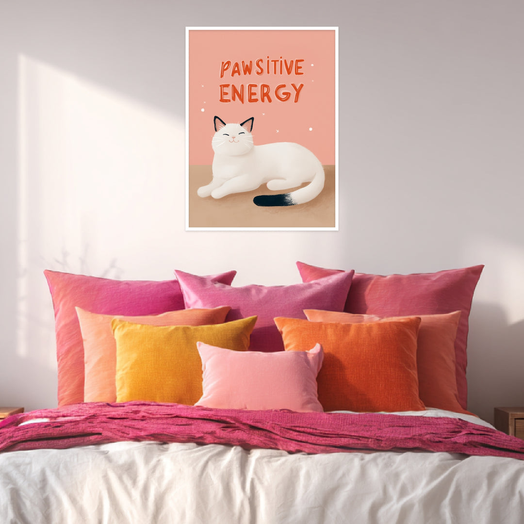 Pawsitive Energy weiß Poster abstrakt – mattes Kunstdruck-Papier – Ansicht 4