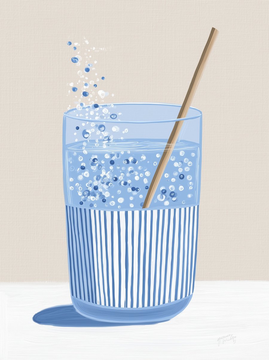 Sprudelwasser mit Strohhalm als Dopamine Decor Poster