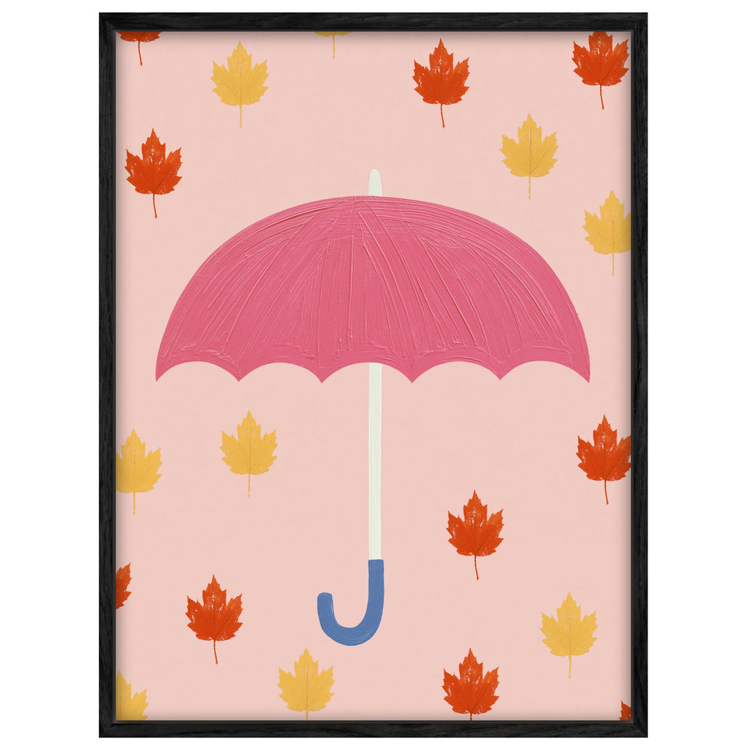 Regenschirm im Blätterregen Leinwandbild – Leinwandbild