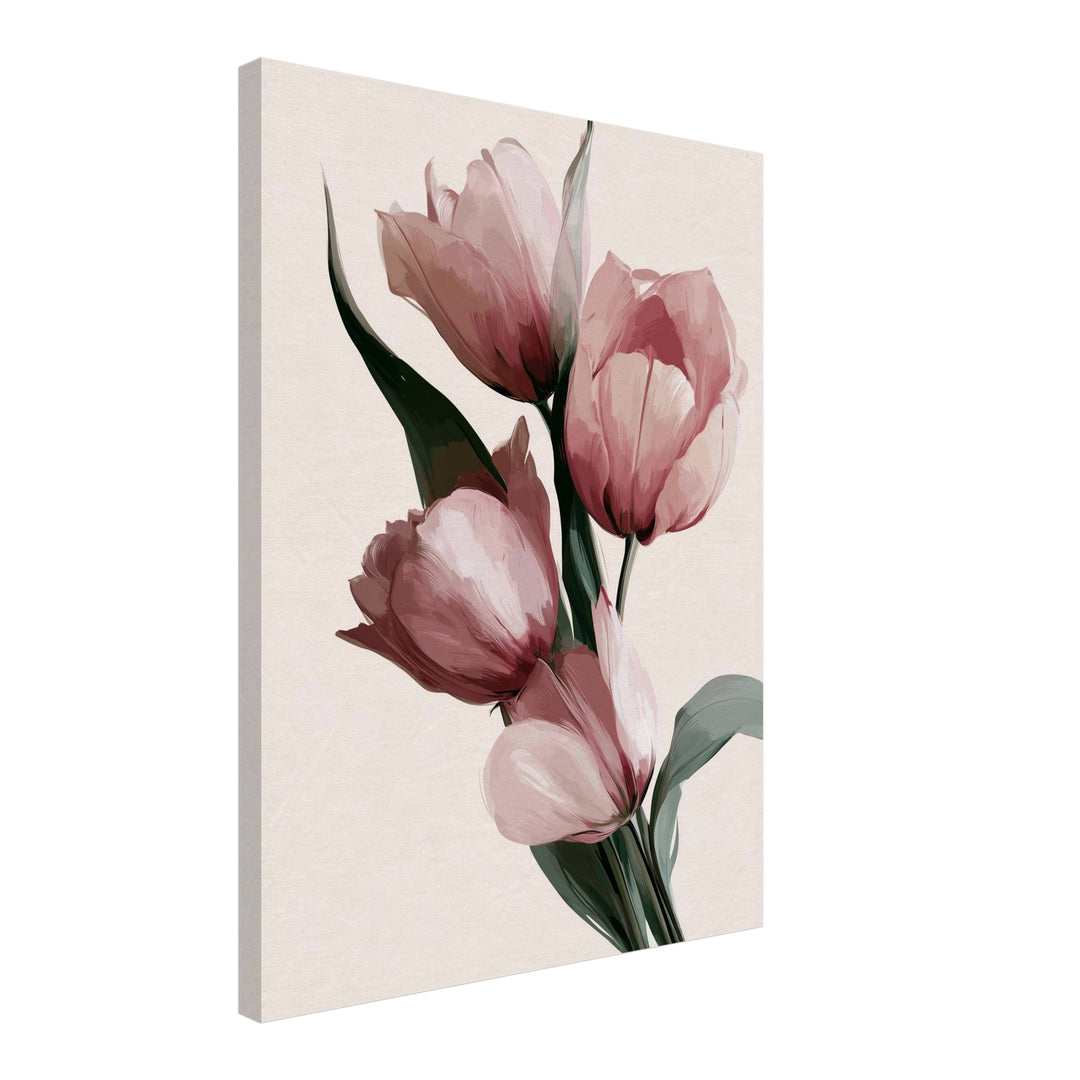 Rosa Tulpen in Blüte Leinwandbild – Schräge Ansicht – Produktfoto