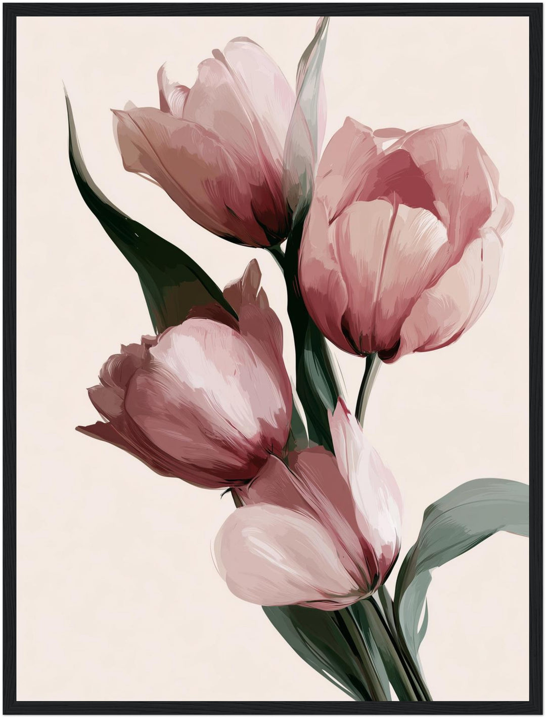 Rosa Tulpen in Blüte Poster – Schwarzer Rahmen – Produktfoto