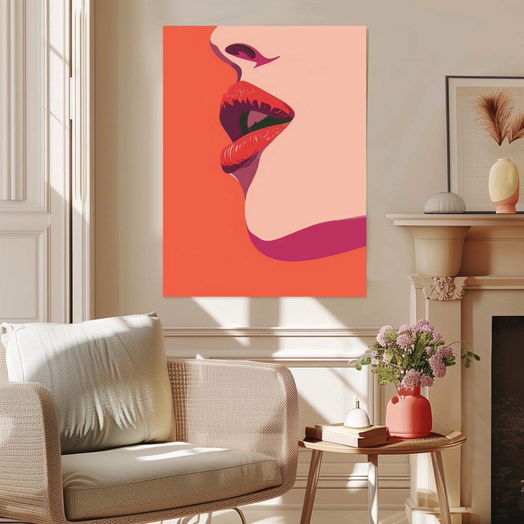 Rote Lippen Illustration Poster Dopamin – mattes Kunstdruck-Papier – Ansicht 3