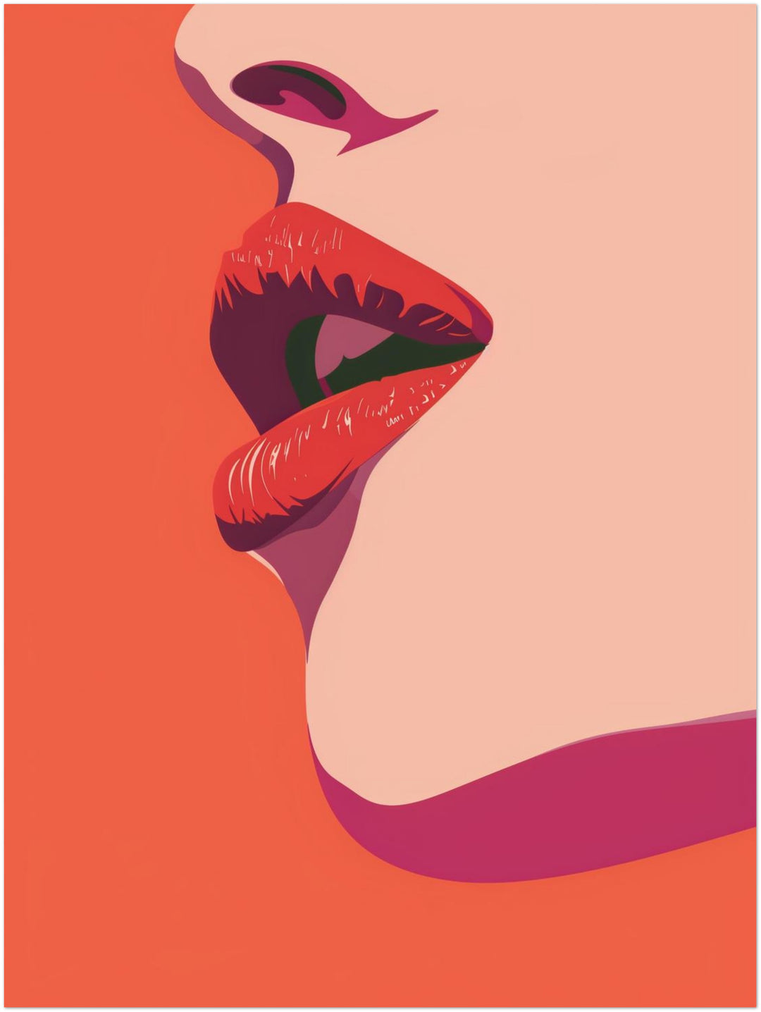 Rote Lippen Illustration Dopamin – Wandkunst