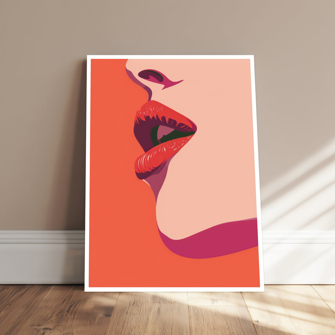Rote Lippen Illustration Poster Dopamin – mattes Kunstdruck-Papier – Ansicht 4