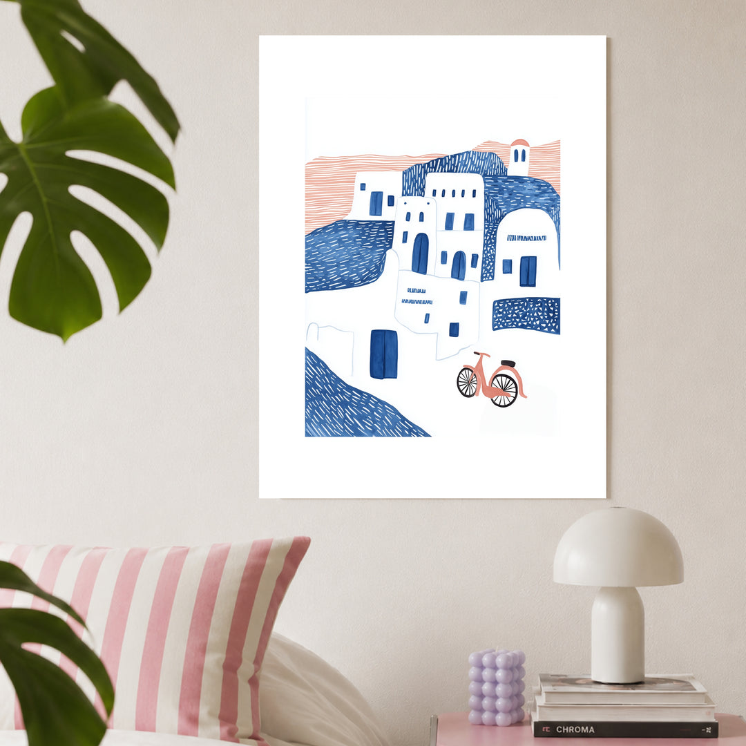Santorini Häuser minimalistisch Poster Dopamin – mattes Kunstdruck-Papier – Ansicht 3