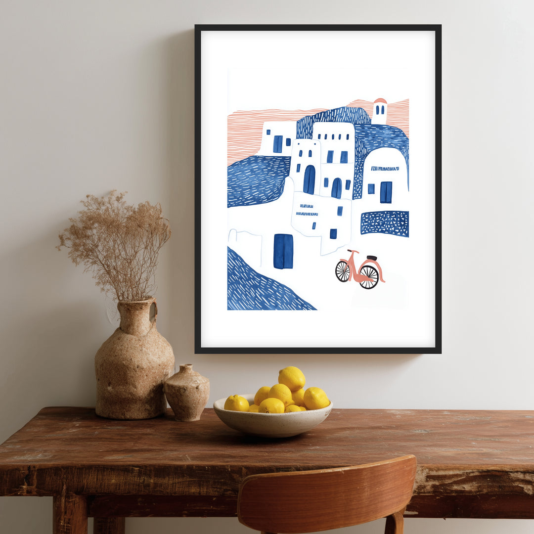 Santorini Häuser minimalistisch Poster Dopamin – mattes Kunstdruck-Papier – Ansicht 2