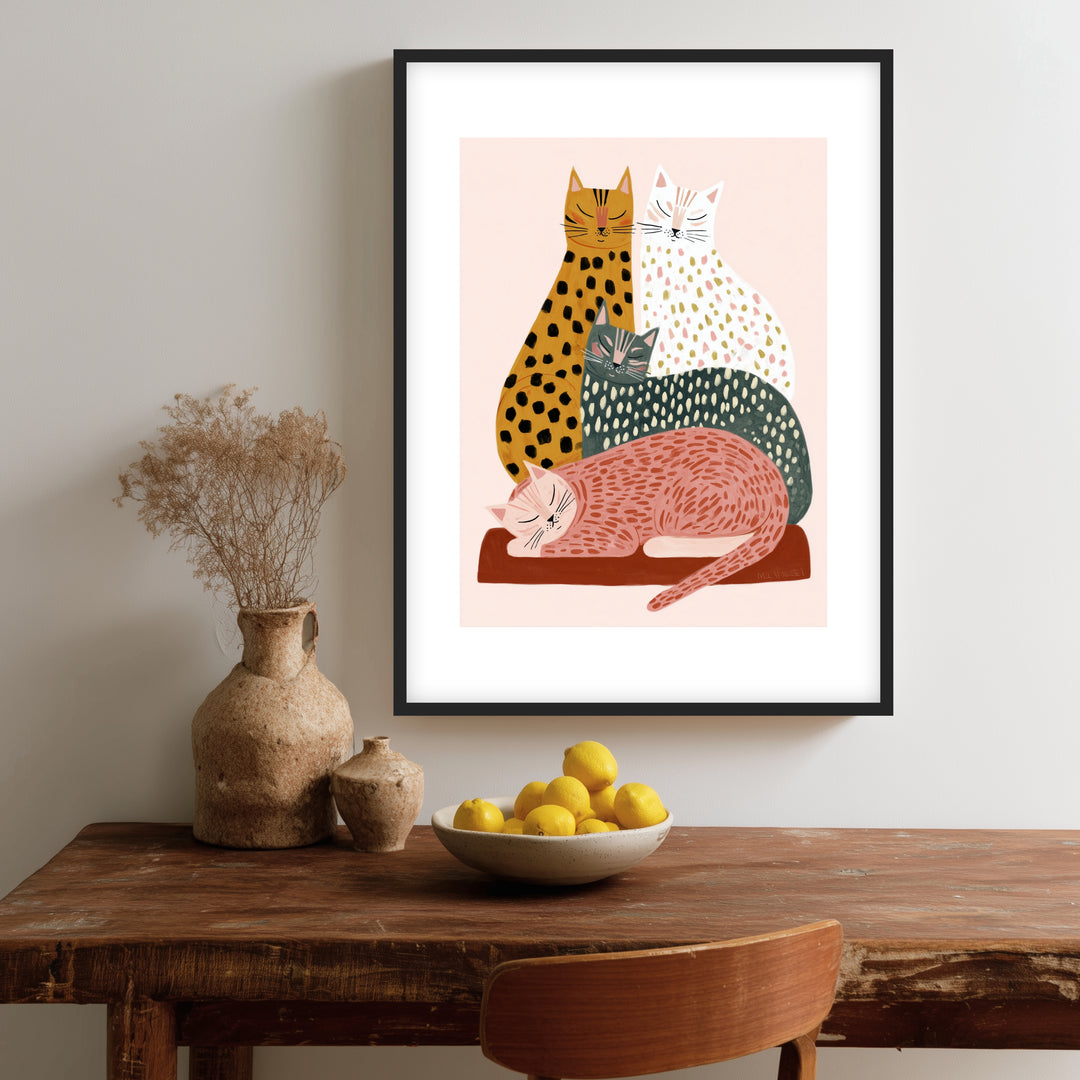 Schlafende Katzenfamilie Poster Dopamin – mattes Kunstdruck-Papier – Ansicht 2