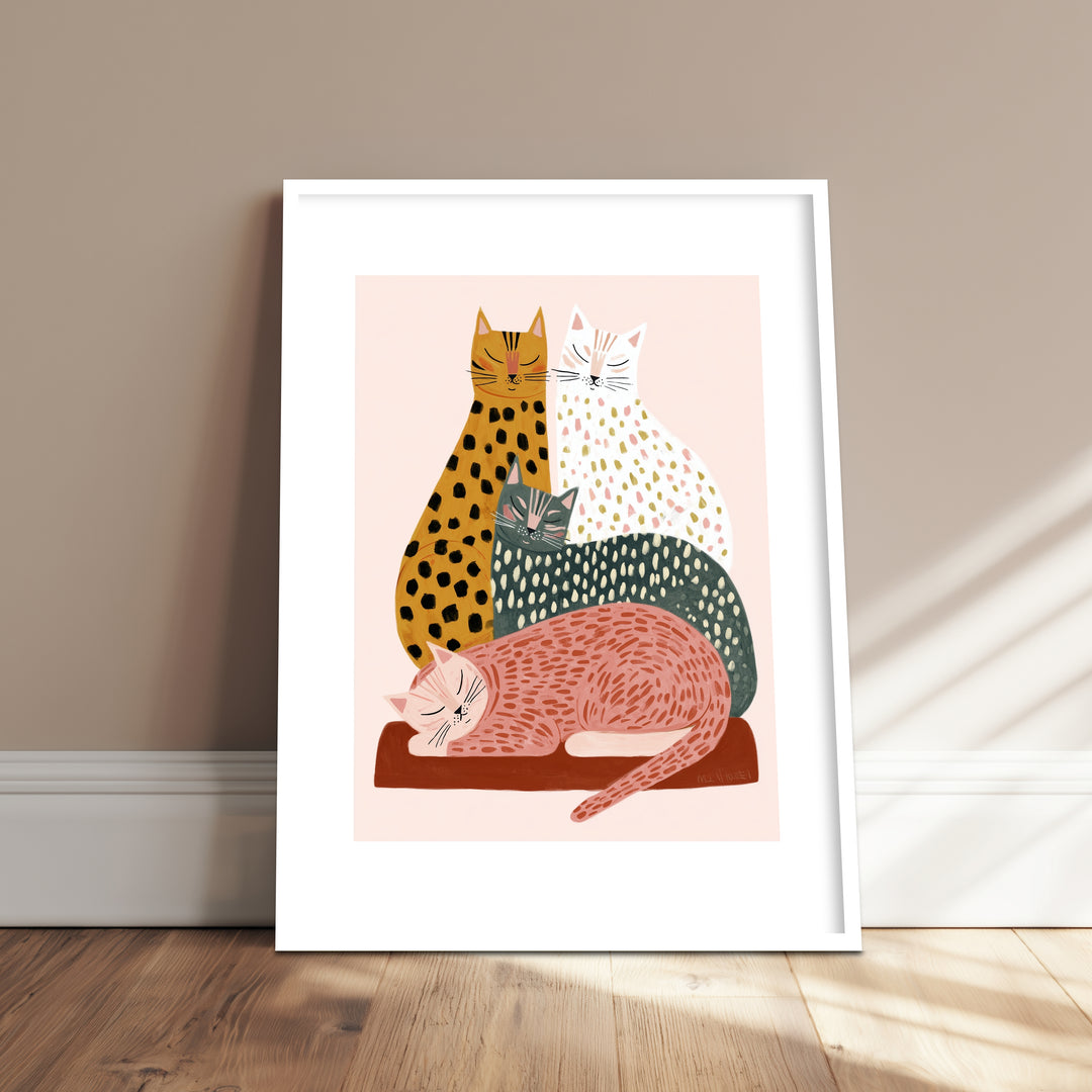Schlafende Katzenfamilie Poster Dopamin – mattes Kunstdruck-Papier – Ansicht 4