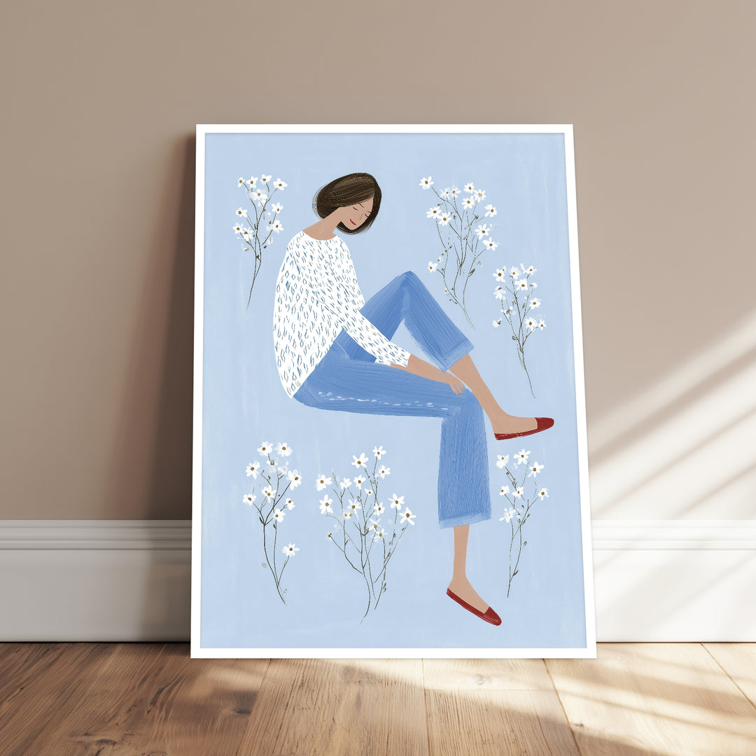 Sitzende Frau mit Blumen Poster abstrakt – mattes Kunstdruck-Papier – Ansicht 5