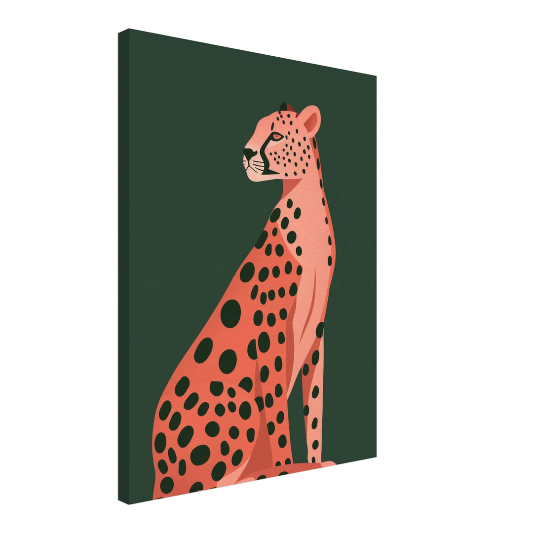 Sitzender Gepard Illustration Leinwandbild abstrakt – Leinwand auf Holzrahmen – Ansicht 2
