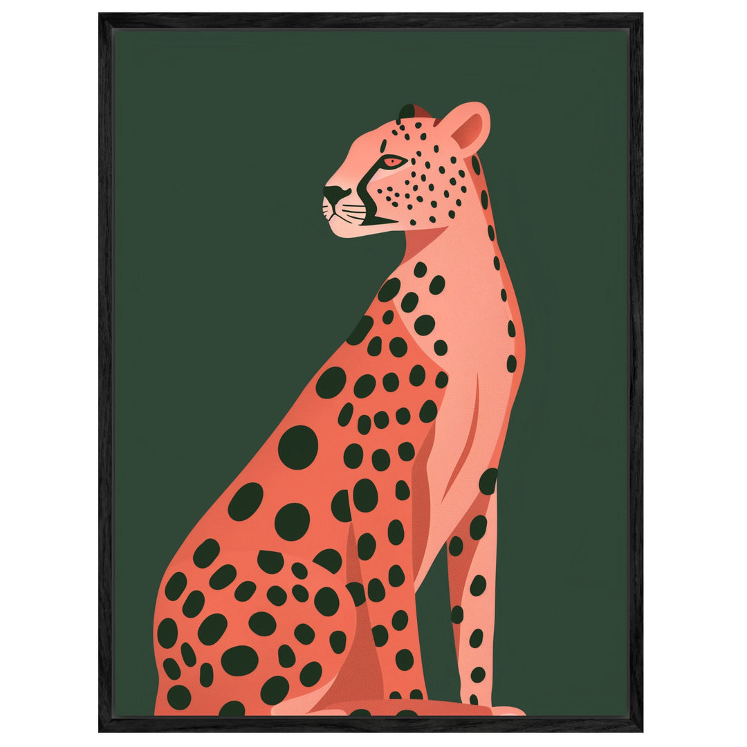 Sitzender Gepard Illustration Leinwandbild abstrakt – Leinwand auf Holzrahmen – Ansicht 4
