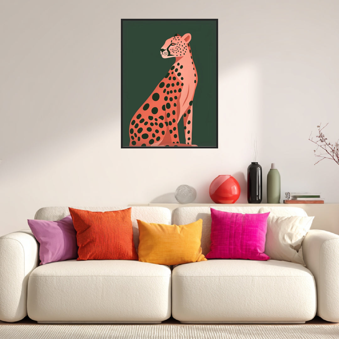 Sitzender Gepard Illustration Poster abstrakt – mattes Kunstdruck-Papier – Ansicht 3