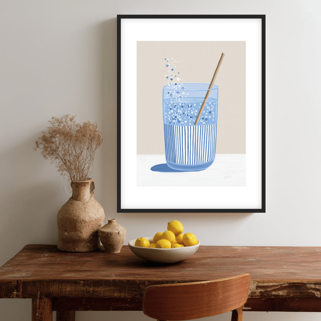 Sprudelwasser mit Strohhalm Poster Dopamin – mattes Kunstdruck-Papier – Ansicht 2