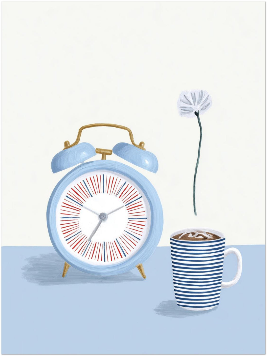 Wecker mit Kaffeetasse abstrakt – Wandkunst