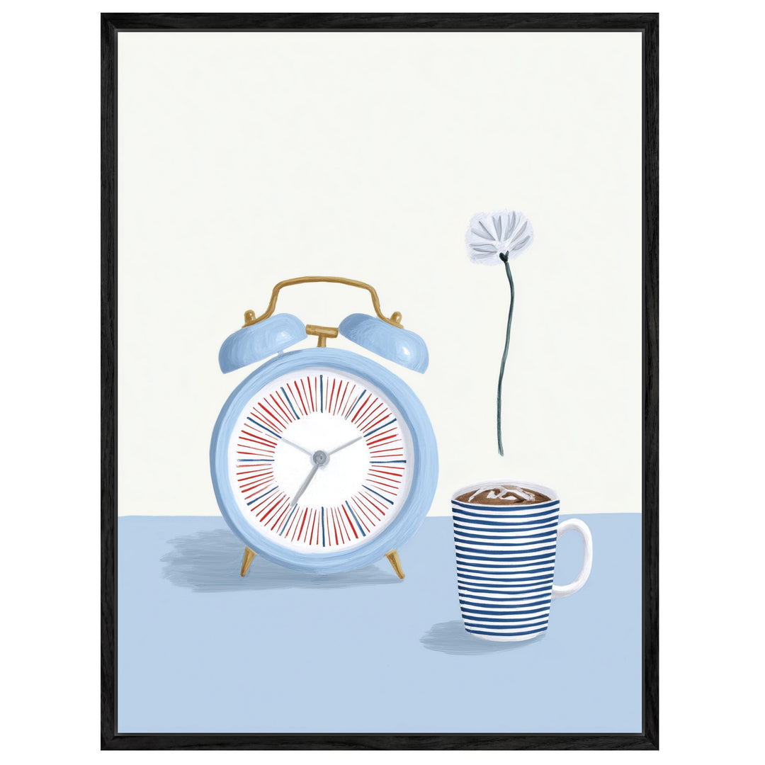 Wecker mit Kaffeetasse Leinwandbild abstrakt – Leinwand auf Holzrahmen – Ansicht 4