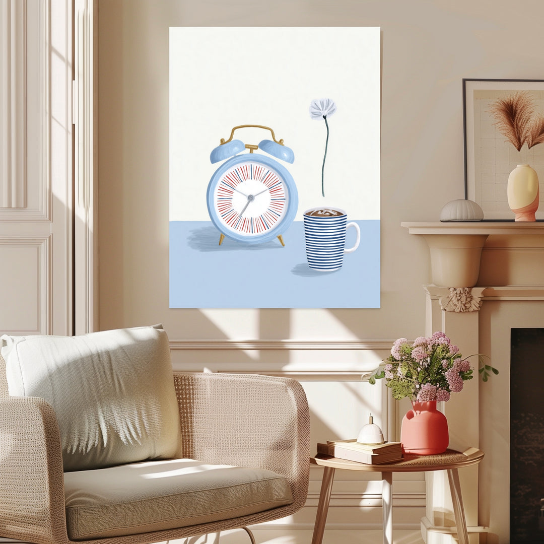 Wecker mit Kaffeetasse Poster abstrakt – mattes Kunstdruck-Papier – Ansicht 2