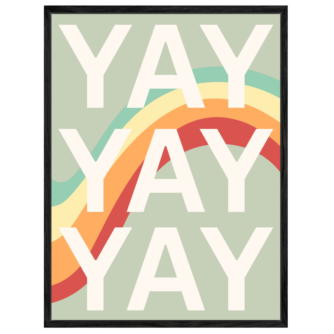 YAY Typografie Regenbogen Leinwandbild Dopamin – Leinwand auf Holzrahmen – Ansicht 4