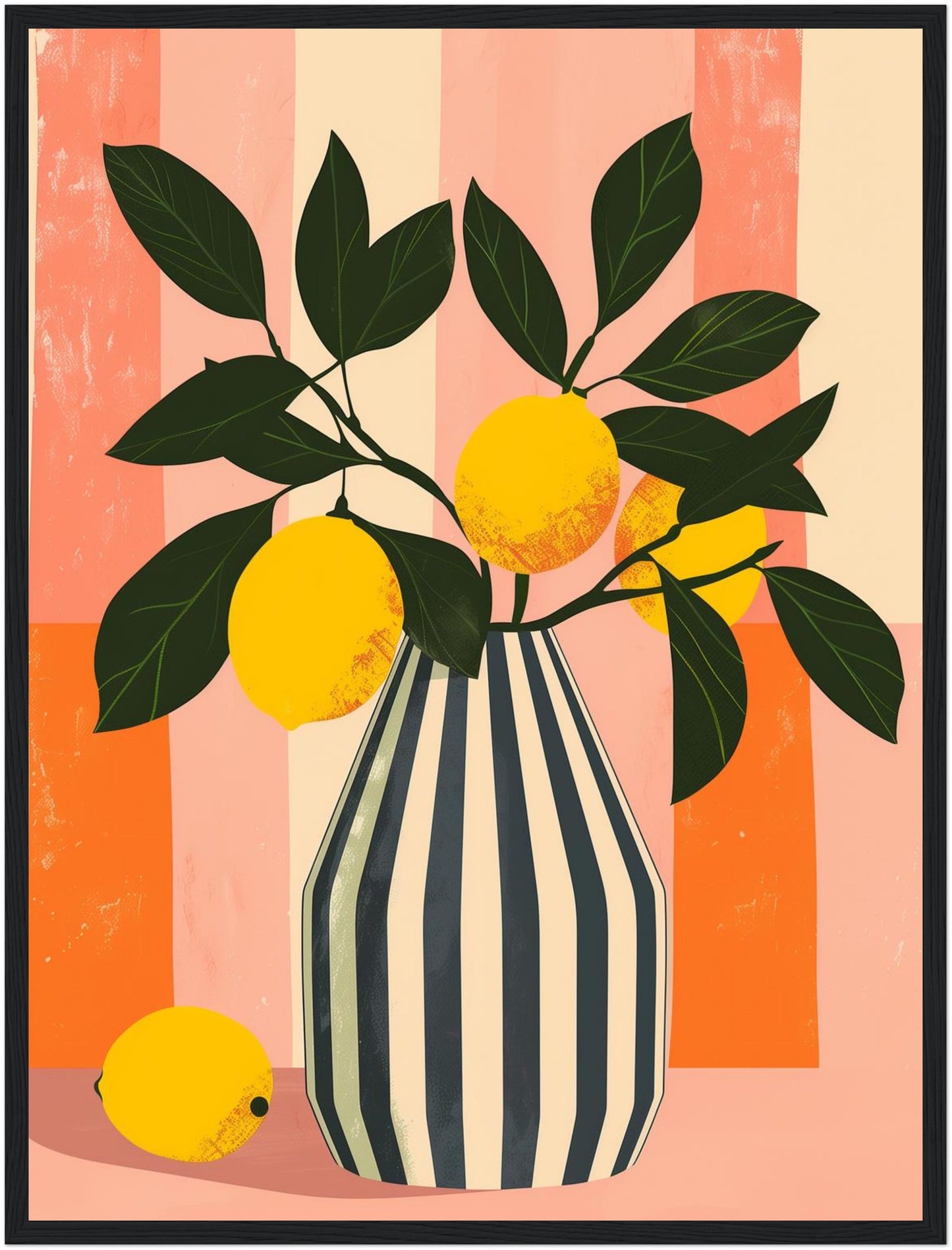 Zitronen Vase Illustration Poster
