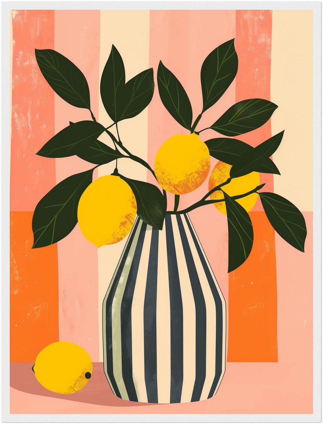 Zitronen Vase Illustration Poster abstrakt – mattes Kunstdruck-Papier – Ansicht 6