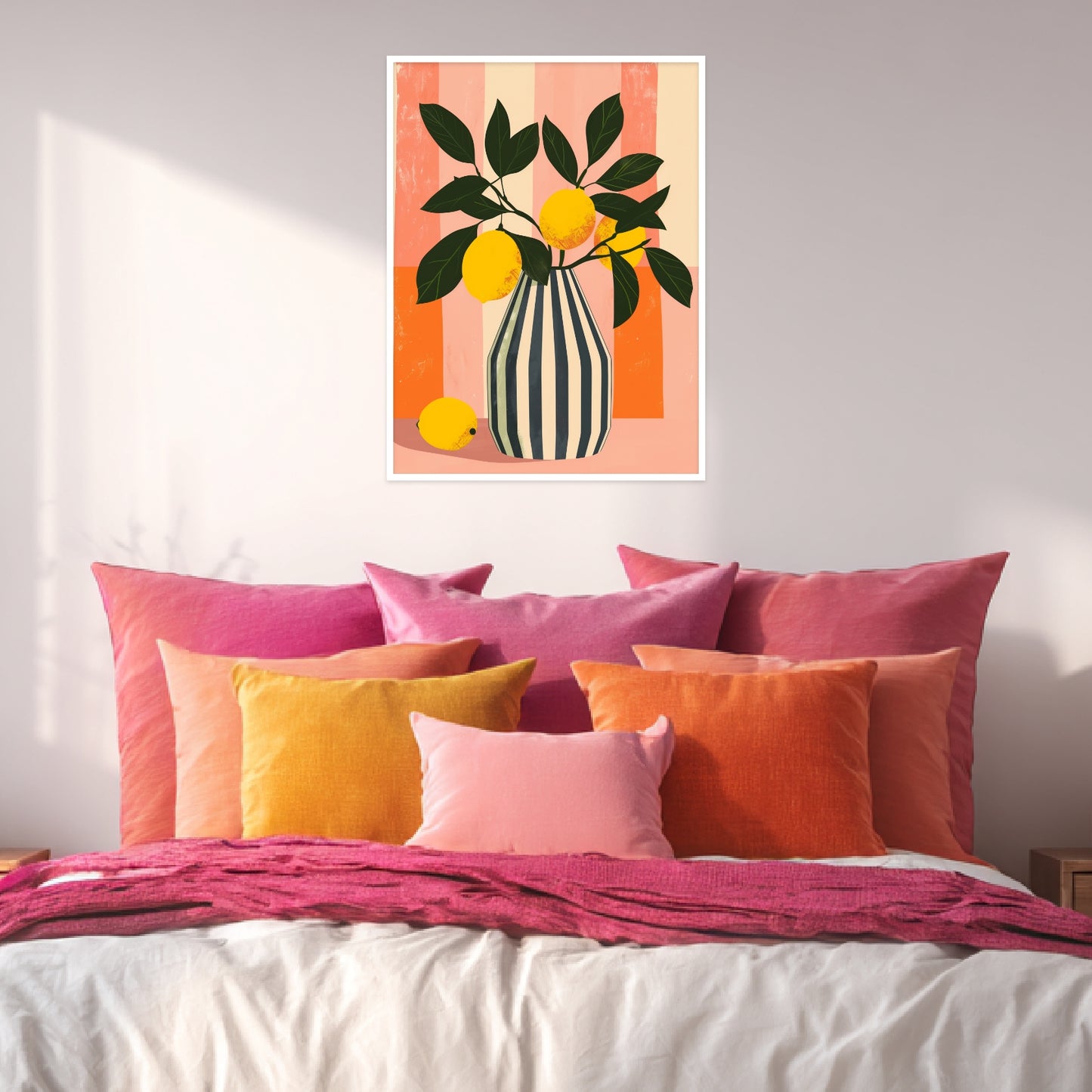 Zitronen Vase Illustration Poster