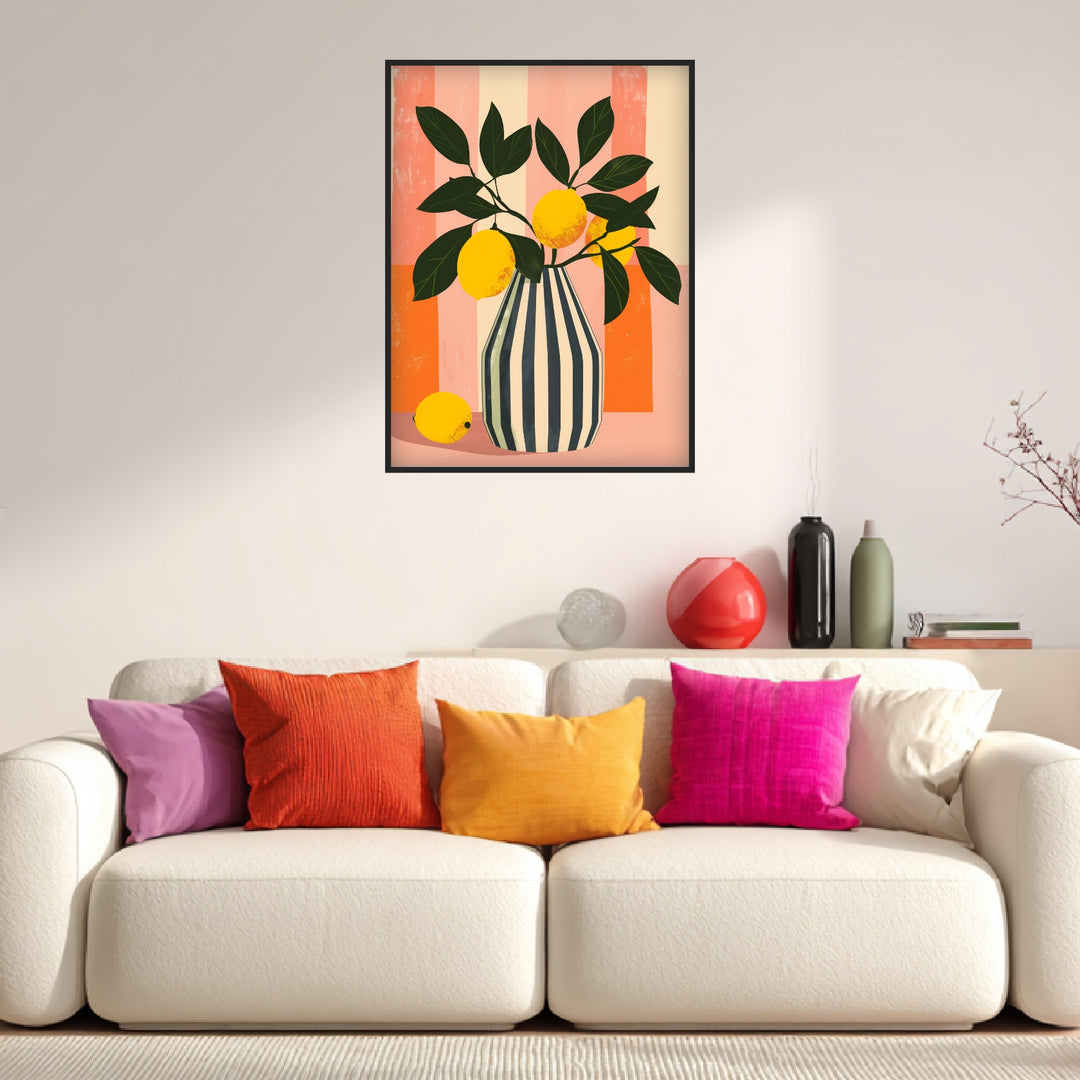 Zitronen Vase Illustration Poster abstrakt – mattes Kunstdruck-Papier – Ansicht 3