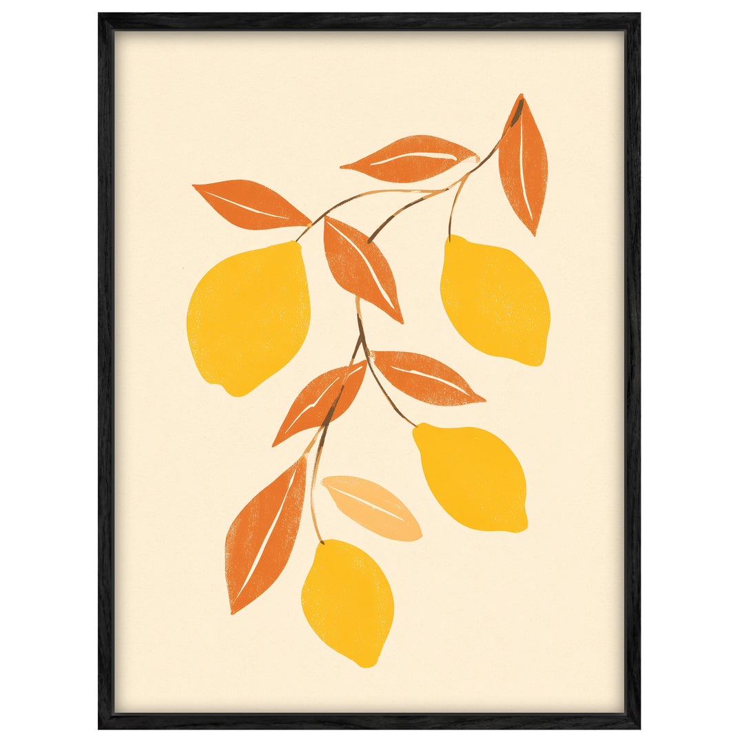 Zitronenzweig Illustration Leinwandbild Dopamin – Leinwand auf Holzrahmen – Ansicht 4