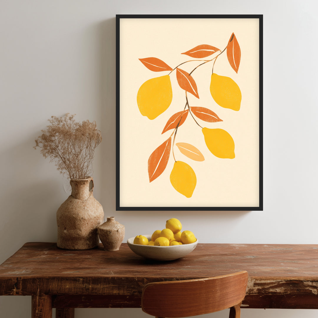 Zitronenzweig Illustration Poster Dopamin – mattes Kunstdruck-Papier – Ansicht 2