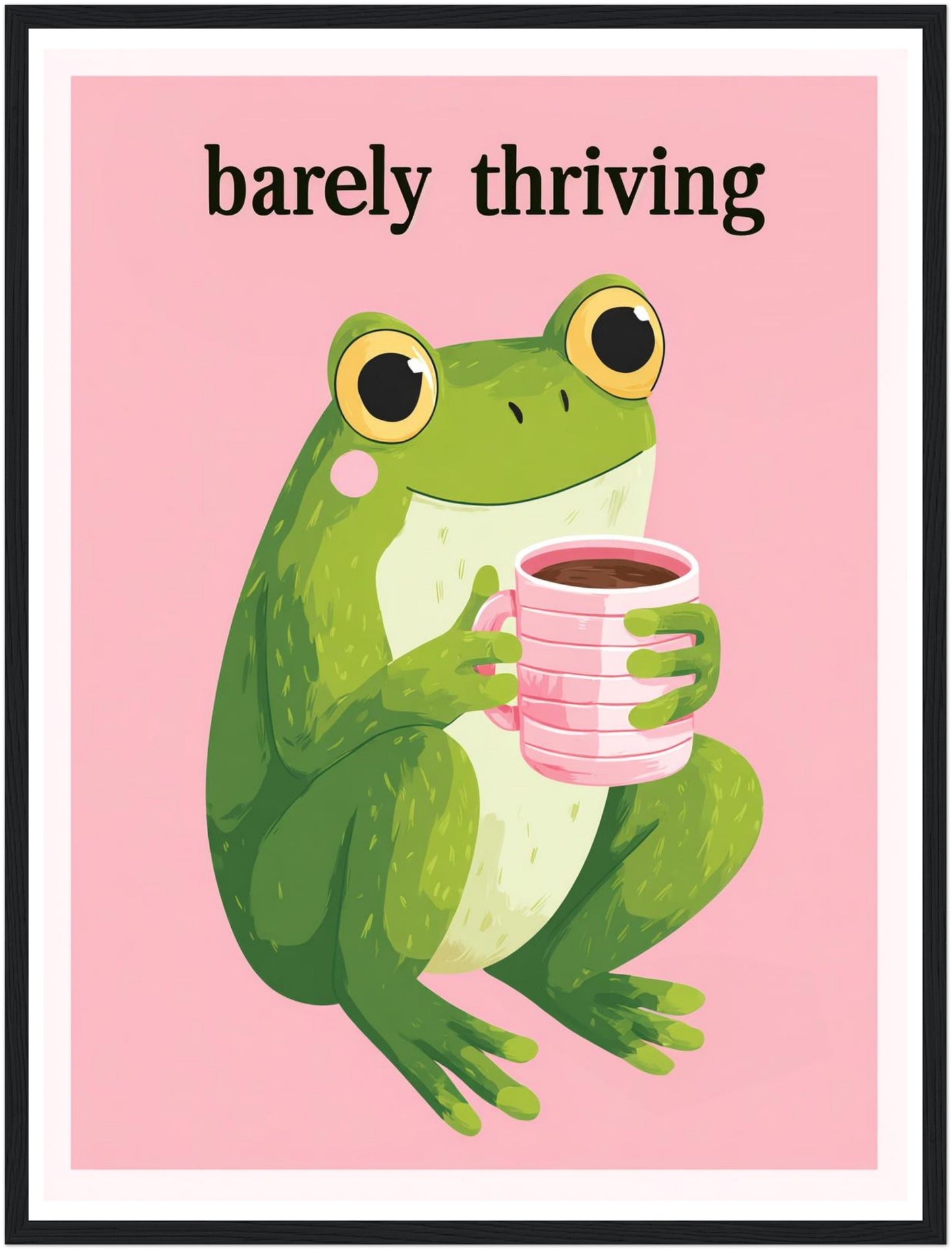 Frosch mit pinker Kaffeetasse Poster