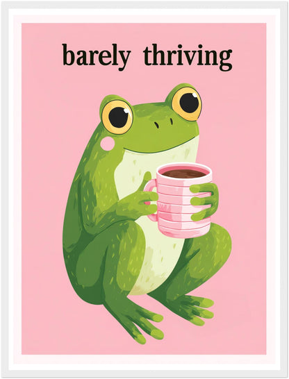 Frosch mit pinker Kaffeetasse Poster