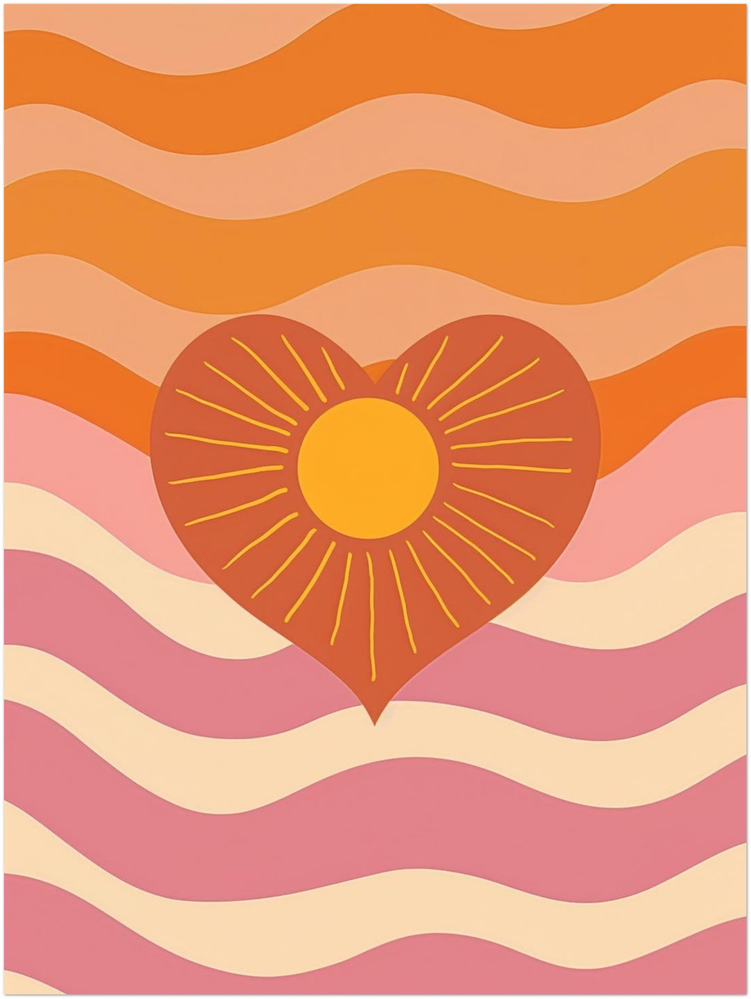 Herz mit Sonne und Wellen Dopamin – Wandkunst