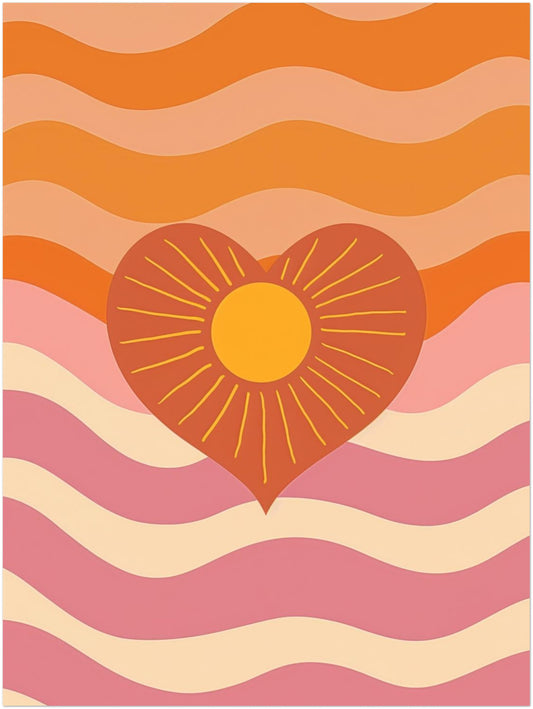 Herz mit Sonne und Wellen Poster