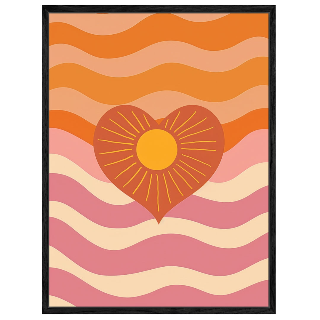 Herz mit Sonne und Wellen Leinwandbild Dopamin – Leinwand auf Holzrahmen – Ansicht 4